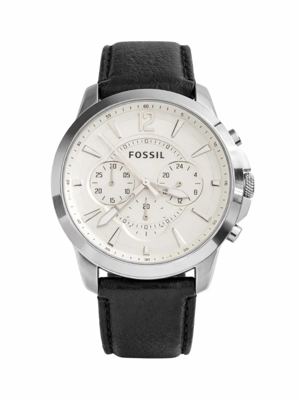 Fossil FS-4647 Chronograph Men's Watch Stainless Steel Cream Dial Leather Strap